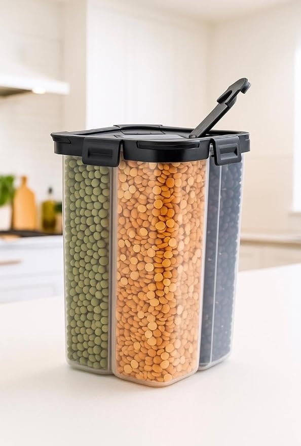 4 section Square Storage Container Black