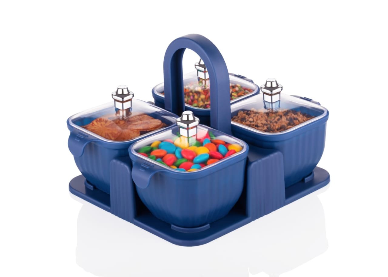 4 Section Marvell Square Dry Fruit Box (Multi Color)