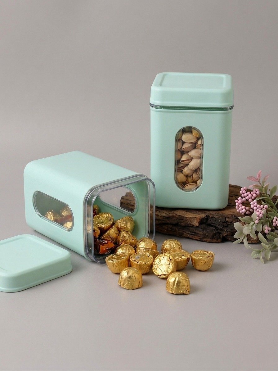 750 ml Square Window Container Set of 2